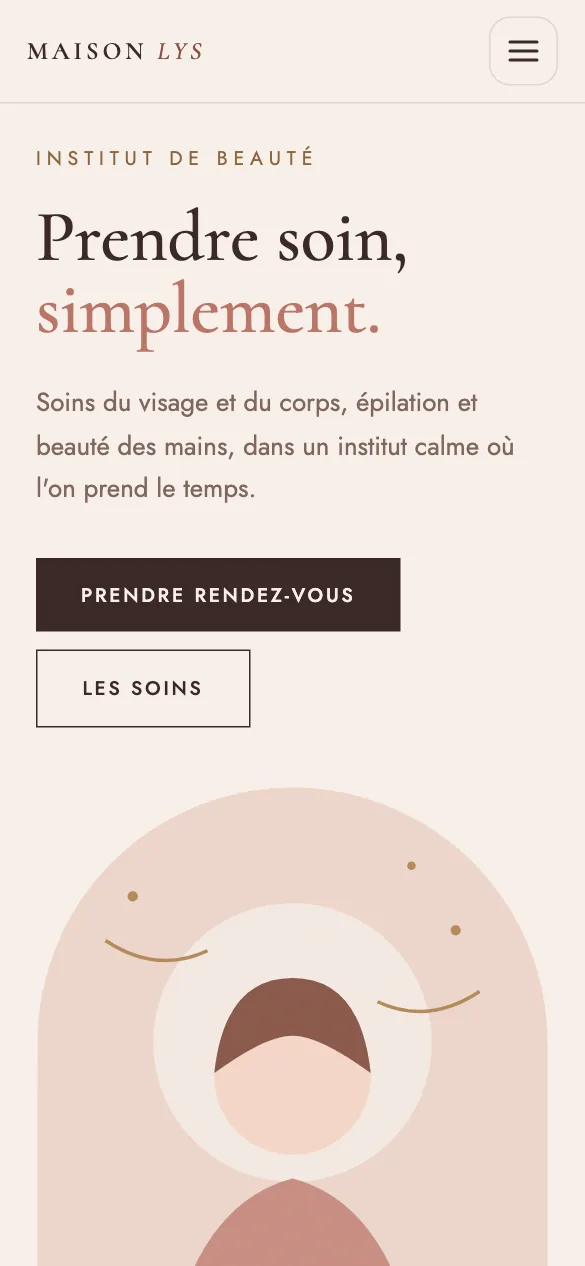 Aperçu sur téléphone du concept de site Maison Lys