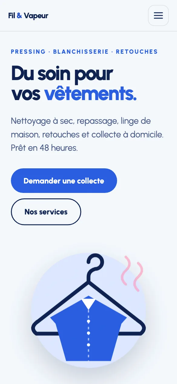 Aperçu sur téléphone du concept de site Fil & Vapeur