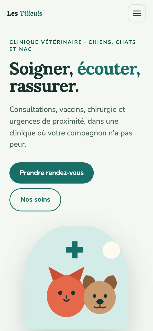 Aperçu sur téléphone du concept de site Les Tilleuls