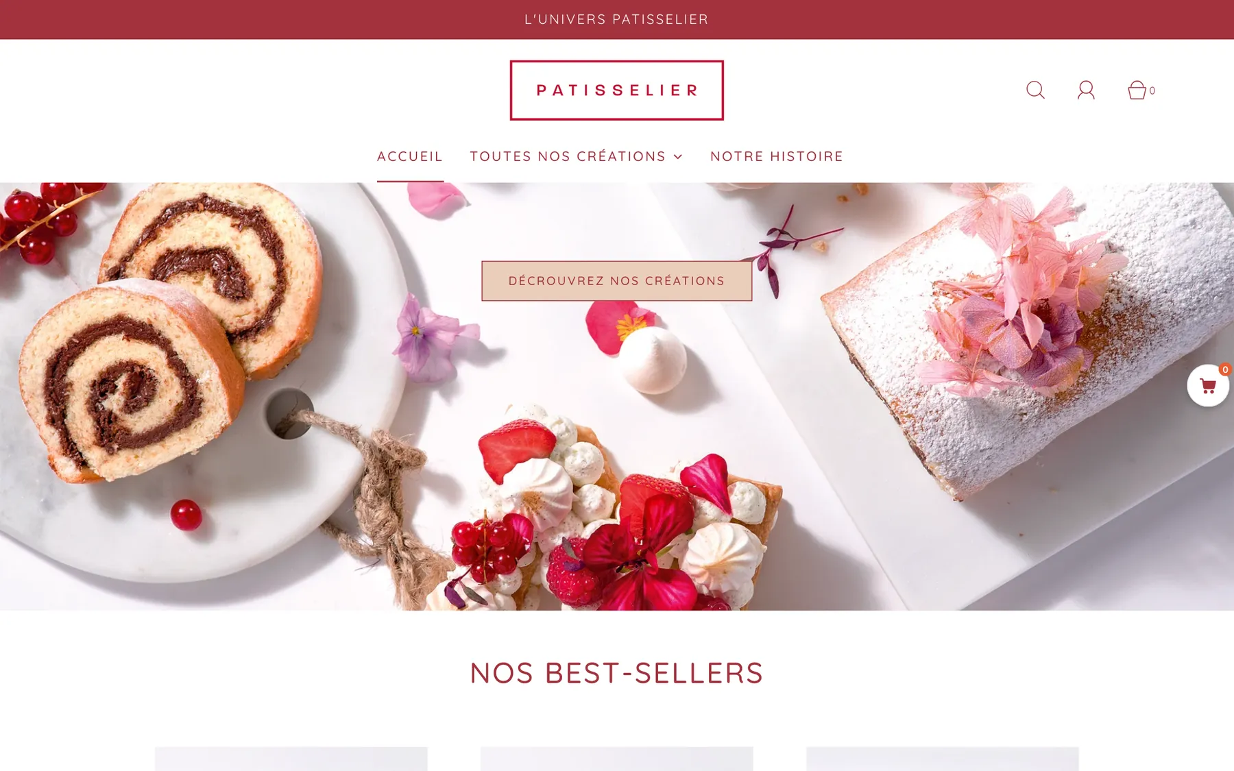 Capture d'écran ordinateur du site Patisselier