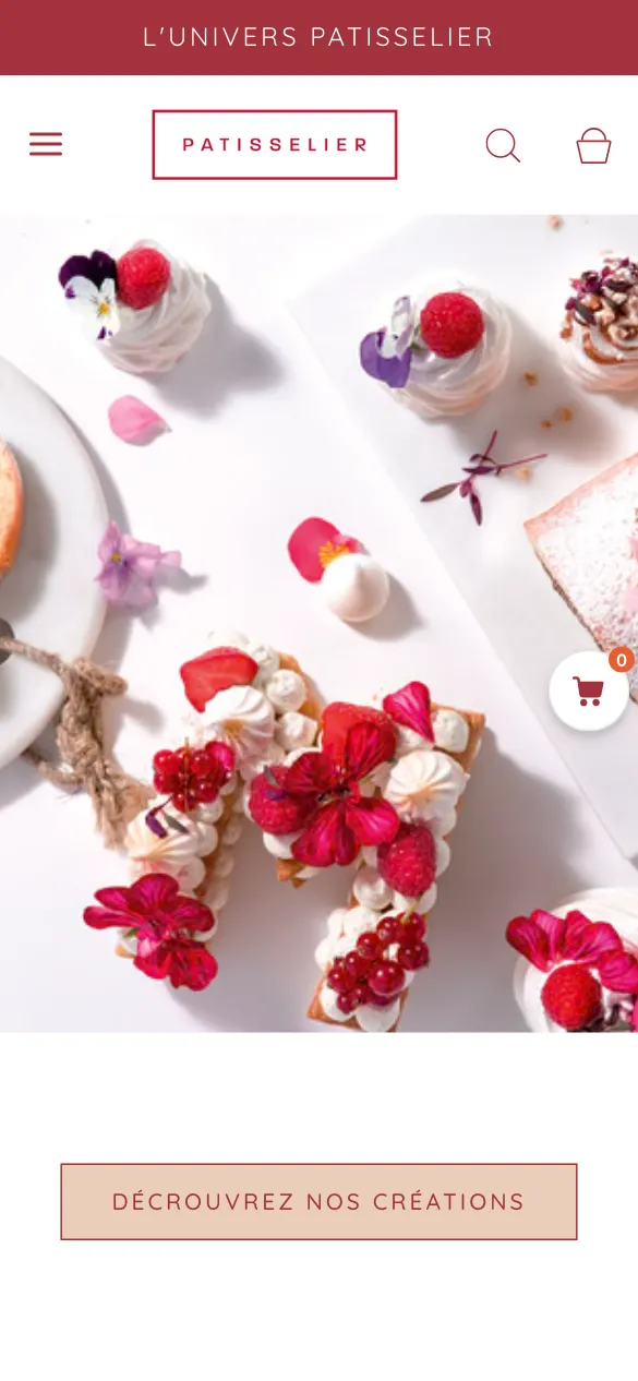 Capture d'écran mobile du site Patisselier