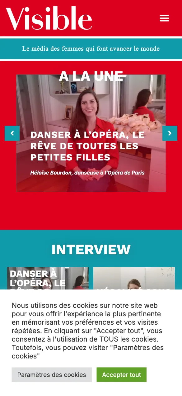 Capture d'écran mobile du site Visible